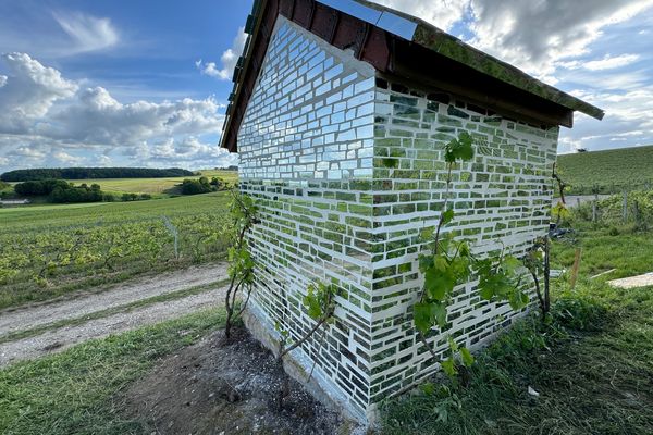 La loge de vigne revisitée par l'artiste Antoine Janot. Cette oeuvre se situera sur la loge de vigne appartenant à la Maison de Champagne Bollinger, situé dans la commune d'Avenay-Val-d'Or.