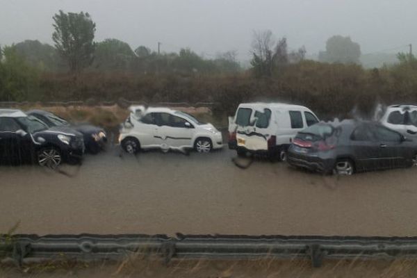 Inondations à Montpellier aux abords de l'aéroport le 29 septembre 2014