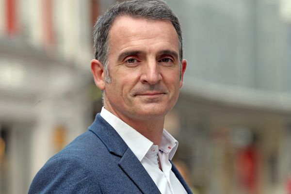 Le maire EELV de Grenoble Éric Piolle à Mulhouse lors de la conférence de presse EELV Alsace le 20 octobre 2020.