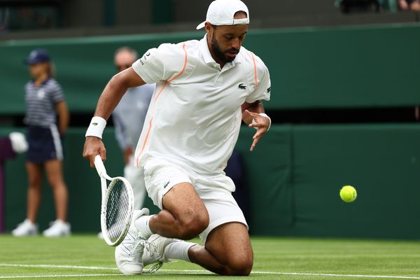 Illustration/ Laurent Lokoli à Wimbledon, en 2023.