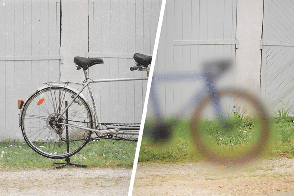 À gauche, l'ancien tandem d'Elio, à droite, un aperçu du vélo totalement rénové.