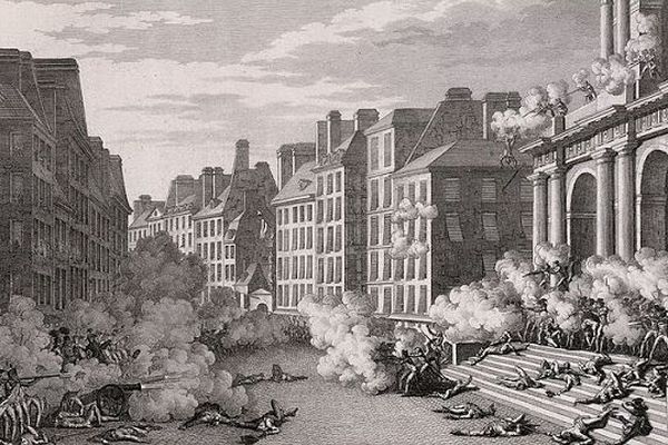 5 octobre 1795, 25.000 insurgés marchent sur la Convention. Napoléon Bonaparte qui a fait déployer des canons sur les marches de l'église Saint-Roch ouvre le feu sur les insurgés royalistes