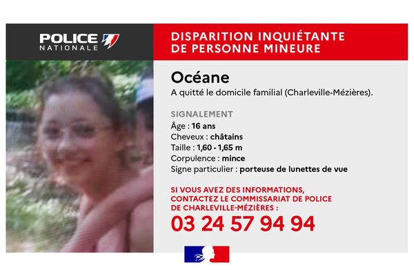 Océane a disparu de son domicile à Charleville-Mézières.