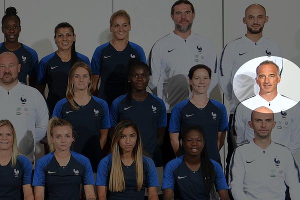 Richard Ouvrard, aux côtés des Bleues, le 4 avril 2018 à Clairefontaine