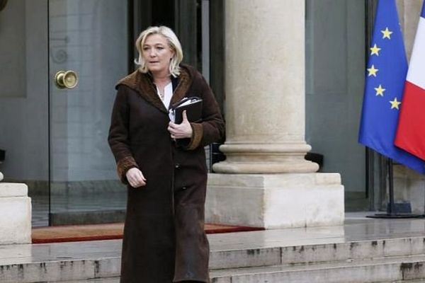 Marine Le Pen, le 9 janvier 2015, à l'issue d'une rencontre à l’Elysée avec le chef de l’Etat.