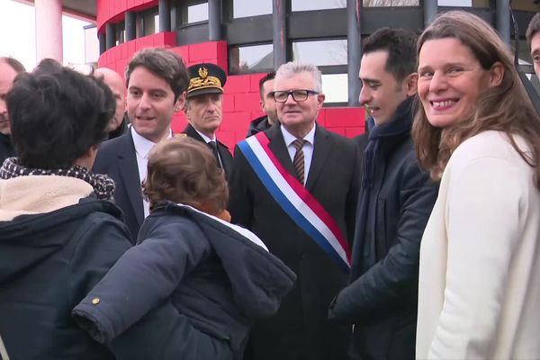 Archive : Gabriel Attal, lors de son déplacement en Indre-et-Loire, le dimanche 28 janvier 2024, à l'occasion des vœux de la députée Fabienne Colboc.