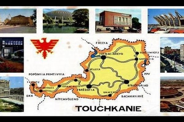 La carte postale typique de Touchkanie avec l'emblème de Val d'Isère