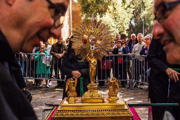 Ce vendredi saint 2020, les pénitents de l’archiconfrérie ont été contraints d'annuler la procession de la Sanch à Perpignan en raison de l'épidémie de coronavirus. Illustration de la procession du 19 avril 2019.