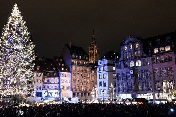 Le sapin de Noël de Strasbourg, installé Place Kléber