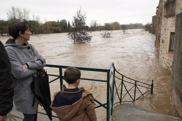 Le niveau de L'Agly a progressé de façon impressionnate. Rivesaltes le 30 novembre 2014.