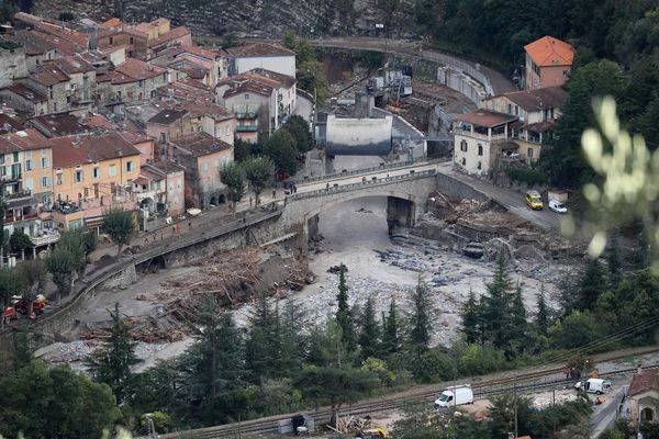 Breil-sur-Roya le 3 octobre 2020, après le passage de la tempête Alex.