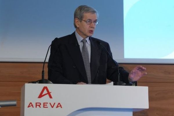 Philippe Varin, président du conseil d'administration d'Areva, lors de la conférence de presse le 4 mars, à Paris, présentant les pertes annuels du groupe 