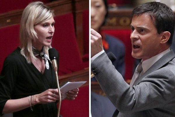 Vif échange entre la députée Duby-Muller et le Premier Ministre Valls ce mardi à l'Assemblée nationale. (photos d'illustration)