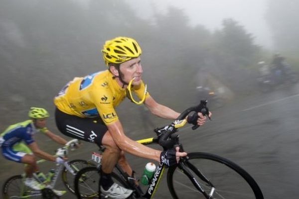 Bradley Wiggins lors de l'étape de Gouaux-de-Larboust (Haute-Garonne), l'année dernière. 