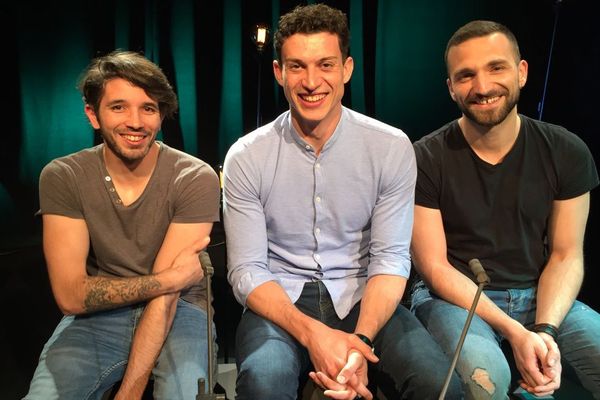 Les lauréats du Côte-d'Or Festival Song 2018 sur le plateau d'#studio (de gauche à droite) : Padya, Clément Beccu et Mathieu Gattuso.