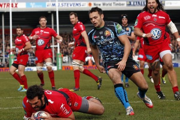 Florian Fresia inscrit un essai face à Exeter au match aller