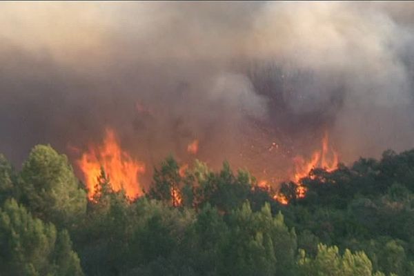 Feu de forêt dans l'Aude le 14 juillet 2016 : 750 hectares brûlés.