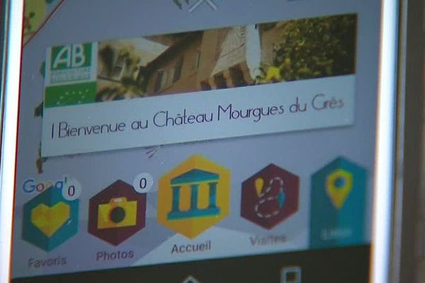 Beaucaire (Gard) - une application et des bornes numériques pour visiter les vignes du Château Mourgues du Grès - 2018.