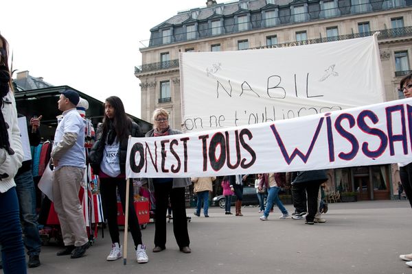 A Paris, le 23 mars 2013, dans le cadre de la journee contre les brutalites policieres, un rassemblement des familles des victimes et des sympathisants de Wissam El-Yamni.