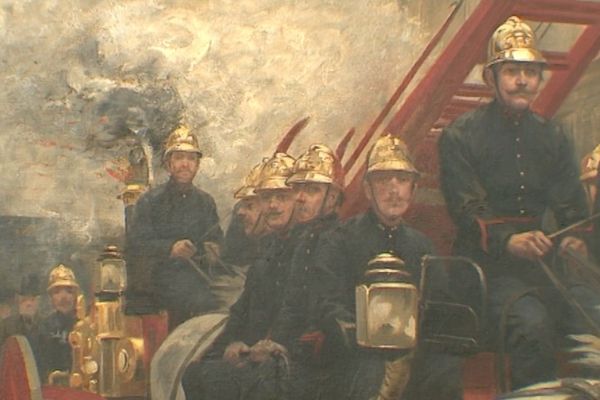 Un tableau présentant les pompiers de Paris au XIXe siècle.