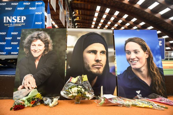 Les portraits de Florence Athaud, Alexis Vastine et Camille Muffat à l'INSEP à Paris, après le crash des deux hélicoptères entrés en collision en Argentine. 