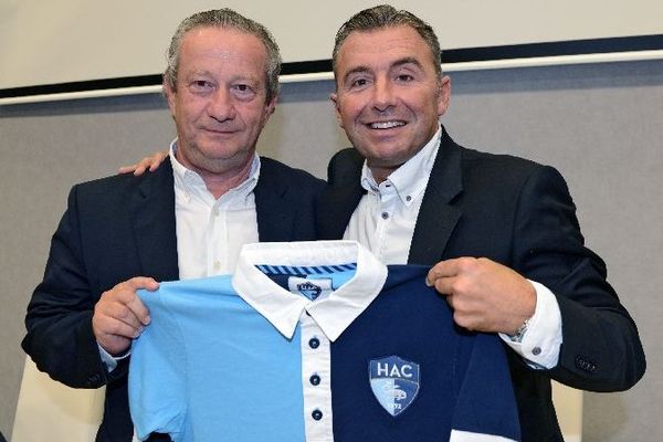 Christophe Maillol (à droite) va succéder à Jean-Pierre Louvel (à gauhe) à la tête de l'équipe de foot du Havre.