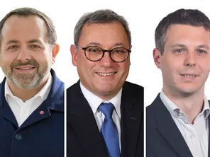 De gauche à droite : François Cormier-Bouligeon (Renaissance), 
Nicolas Sansu (PCF/NFP) et Loïc Kervran (Horizons).