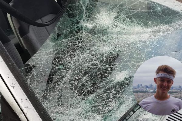 Tom Florek (médaillon) élève en Terminale au lycée Mireille-Grenet de Compiègne, a lancé une cagnotte pour soutenir financièrement la propriétaire d'une voiture vandalisée pendant les manifestations des lycéens, mardi 10 décembre.