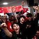 Les supporters du Stade Brestois chantent dans leur 3e place synonyme de qualifiaction directe pour la Ligue des Champions 2024/2025