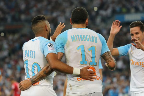 Thauvin , Payet et Mitroglou, les trois buteurs qui ont offert la victoire de l'OM (4-0) face à Guingamp, hier soir