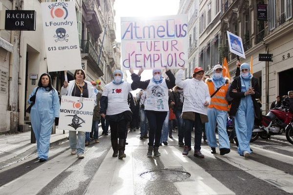 Manifestation des employés de LFoundry le 9 janvier dernier à Marseille