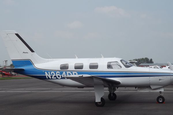 Le Piper Malibu N264DB à bord du quel Emiliano Sala a disparu, photo prise le 12 mai 2016 à l'aéroport de Gloucestershire