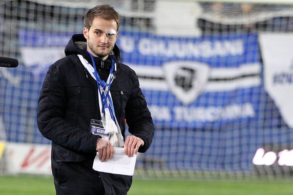 Maxime Beux, supporter corse a perdu un oeil dans une bagarre à Reims, après un match entre le Stade de Reims et Bastia, le 13 février 2016. 