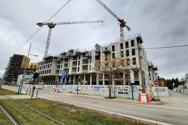 Montpellier - l'immeuble en construction d'où les 2 ouvriers ont chuté - 16 février 2022.