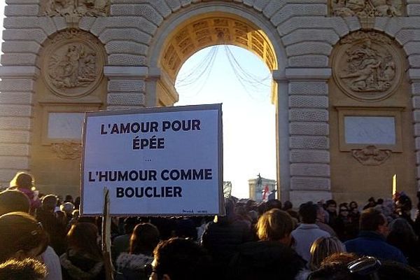 Montpellier - le cortège arrive au Peyrou - 11 janvier 2015.