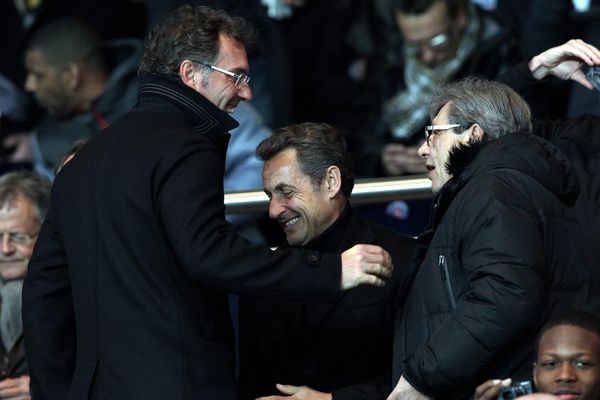 Laurent Blanc et Nicolas Sarkozy, au Parc des Princes, en 2013.