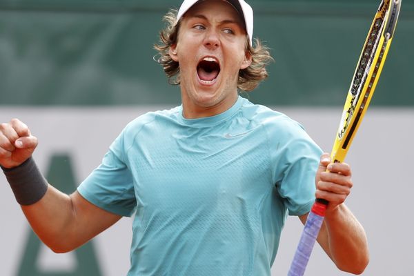 Lucas Pouille à Roland-Garros, mardi 28 mai.