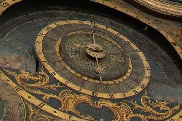 Détail de l'horloge astronomique de Stanislas, au Musée Lorrain à Nancy