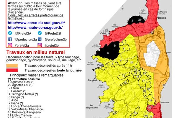 La préfecture de Corse a fermé l'accès à quatre massifs pour la journée du vendredi 16 septembre.