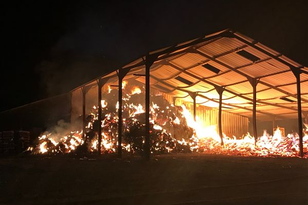 L'incendie de Pesmes en Haute-Saône a ravagé 400 m² de fourrage.