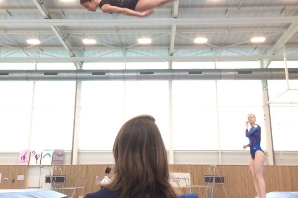 La structure flambant neuve de Fameck accueille cette semaine l'Equipe de France de trampoline qui s'entraîne habituellement à Bois-Colombe