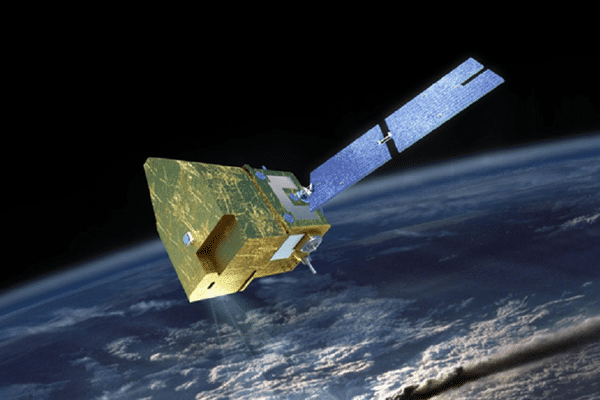 Vue d'artiste du satellite MicroCarb en orbite.