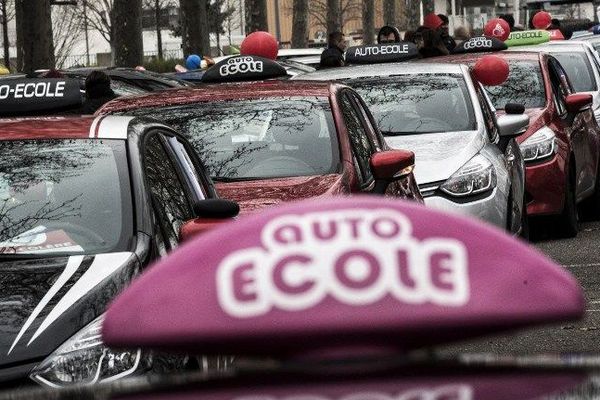 Des exploitants d'auto-écoles ont manifesté à Lyon lundi 29 février 2016. 