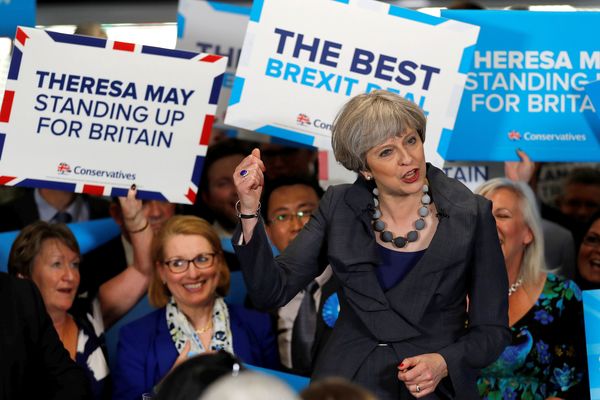 La Première ministre conservatrice Theresa May en campagne