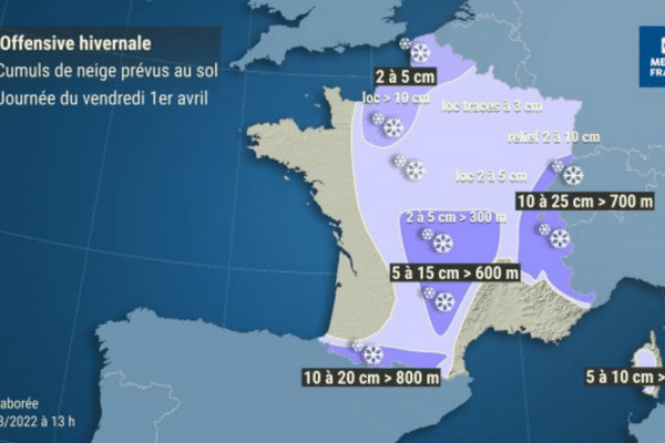 Le vendredi 1er avril, un épisode neigeux est attendu sur une large partie de la France