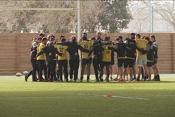 Le Stade Rochelais lors de l'entraînement ce vendredi.